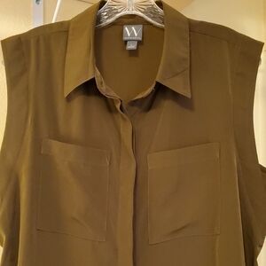 Worthington Olive Green Blouse Sz L